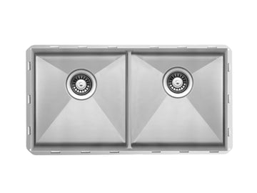 33 inch Flush Mount Equal Double Bowl Stainless Steel Kitchen Sinks - Bari TZ Z387.55 - Sink Depot
